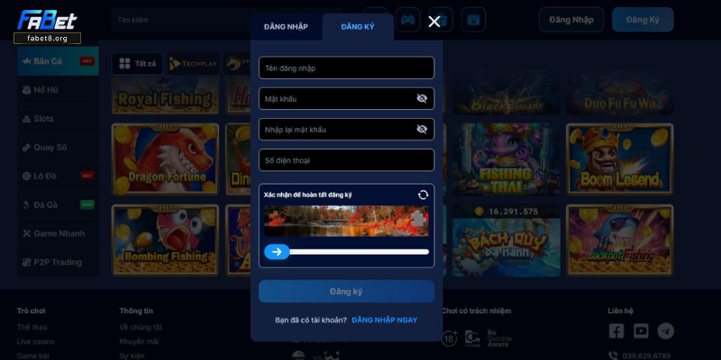 Đăng ký tài khoản Fabet chơi game ngay